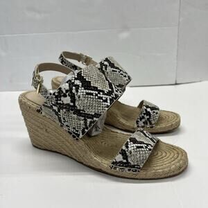 Kenneth Cole Wedge Snakeskin Espadrille Sandals Women's 9.5M Open Toe Slingback